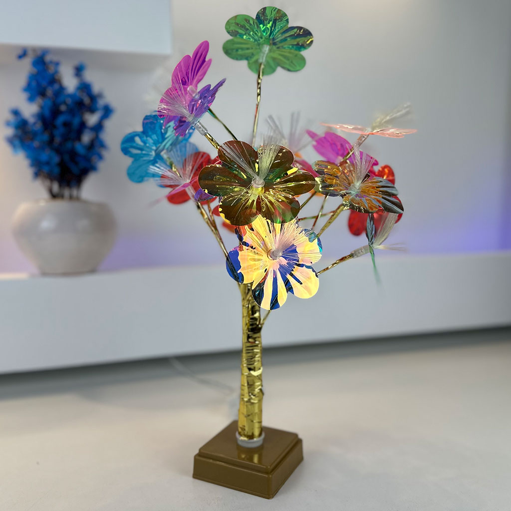 Lampe de table fleurs colorées avec LED