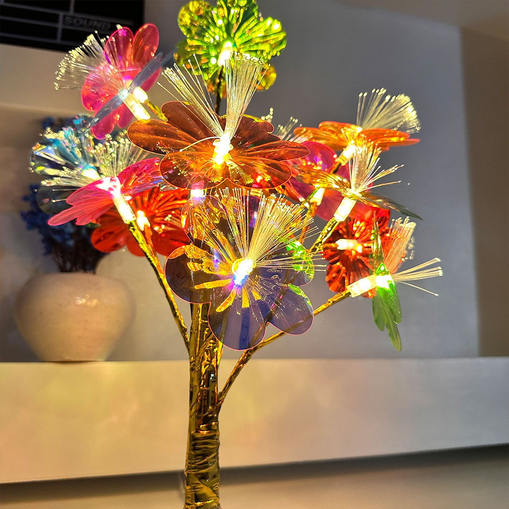 Lampe de table fleurs colorées avec LED