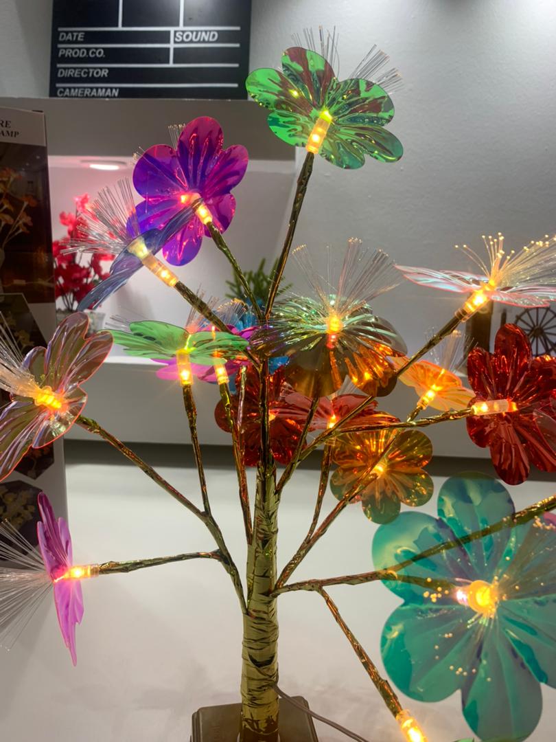 Lampe de table fleurs colorées avec LED