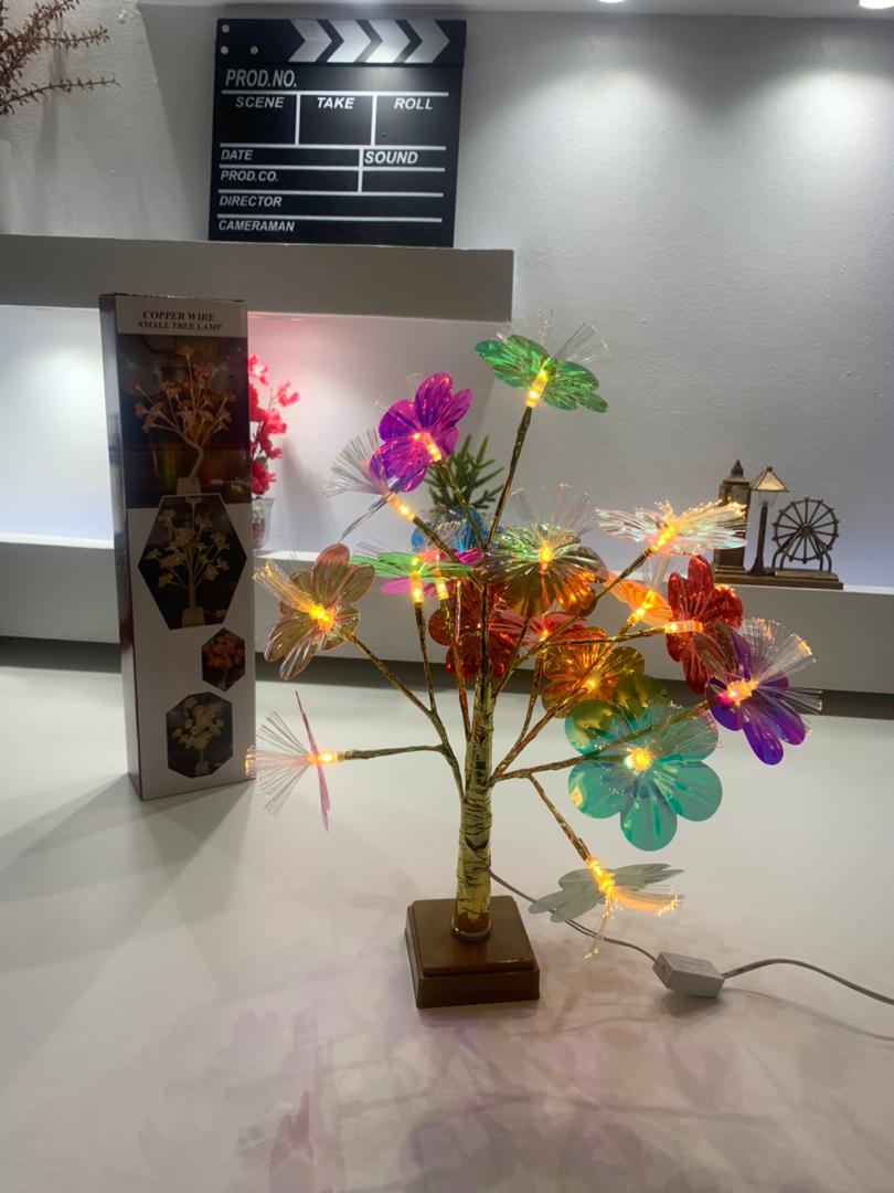 Lampe de table fleurs colorées avec LED