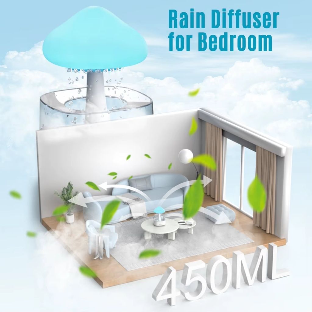 Diffuseur d'huiles essentielles nuage pluie 300ml avec haut-parleur Bluetooth