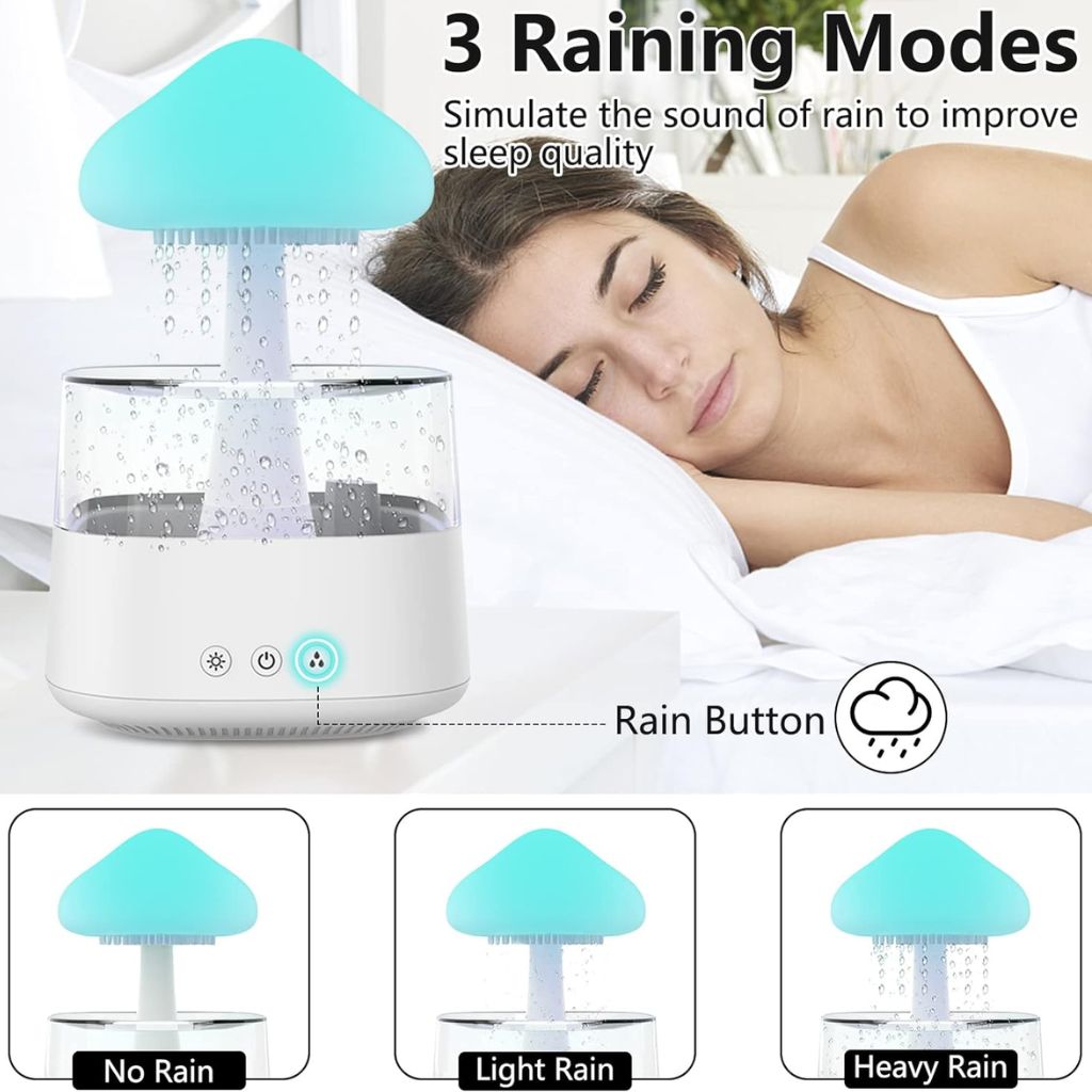 Diffuseur d'huiles essentielles nuage pluie 300ml avec haut-parleur Bluetooth