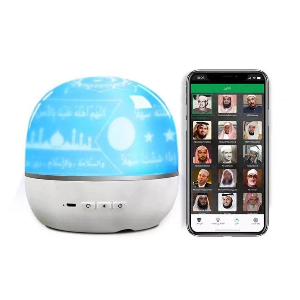 Rotating projection lamp with Quran speaker