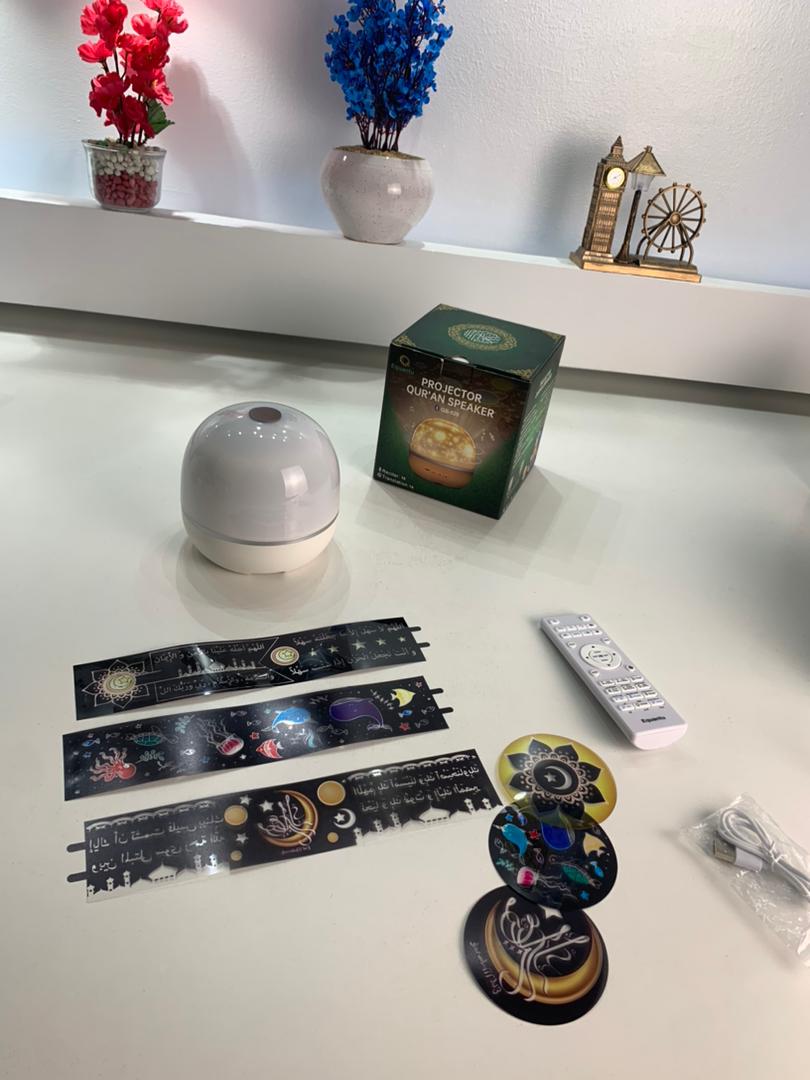 Rotating projection lamp with Quran speaker