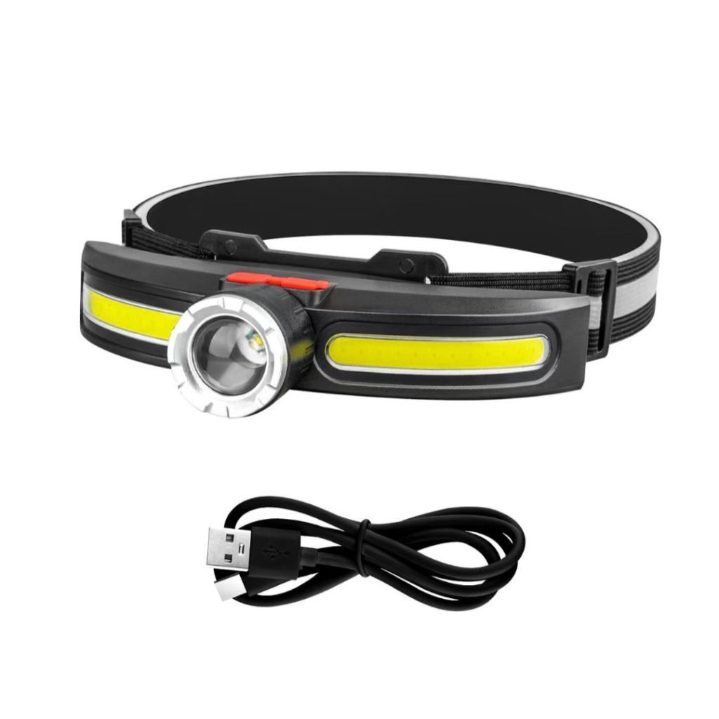 مصباح رأس LED COB متعدد الوظائف قابل للشحن USB