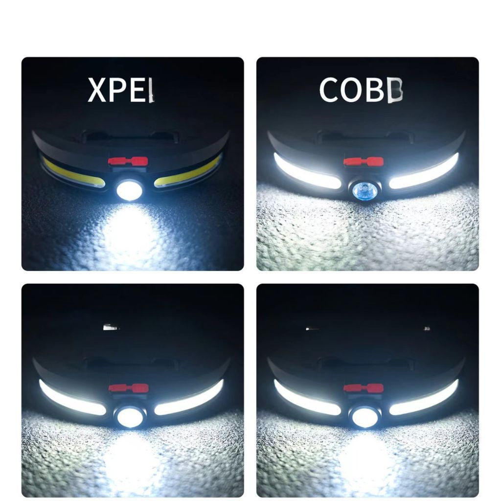مصباح رأس LED COB متعدد الوظائف قابل للشحن USB