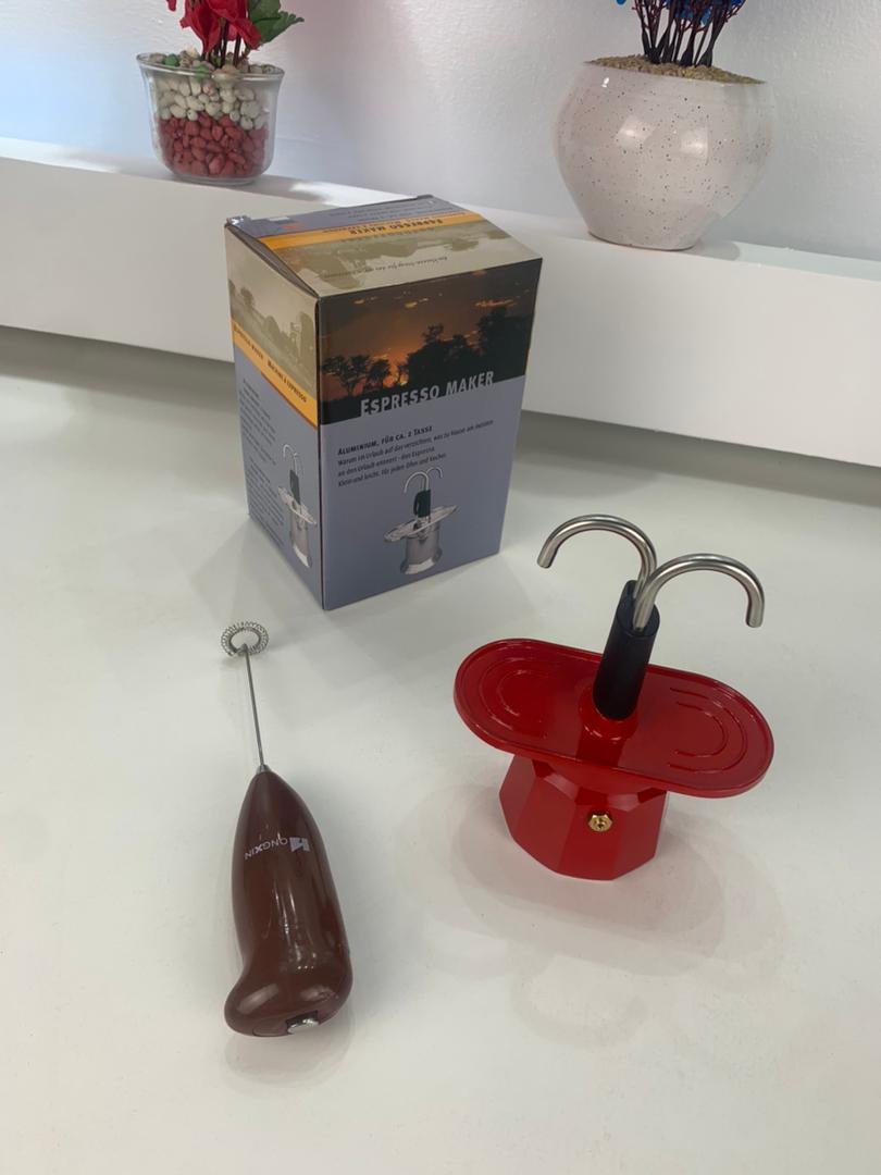 Cafetière 2 Tasses avec 2 Fontaines + Mousseur Électrique à Café – ماكينة تحضير القهوة 2 أكواب مع نافورتين + خلاط كهربائي للقهوة