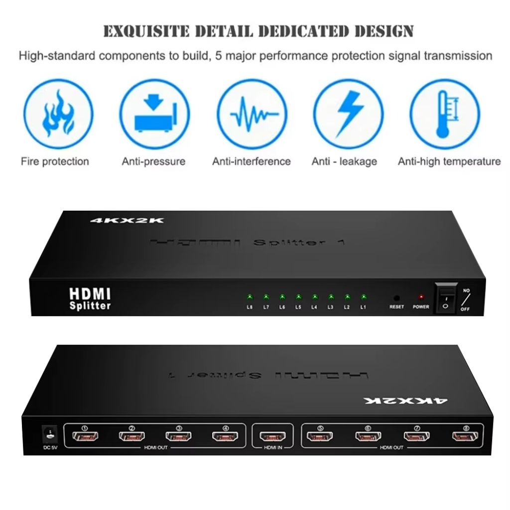 Répartiteur Vidéo HDMI 1x8 avec 8 Ports Compatible 4K – HDMI X8 موزع
