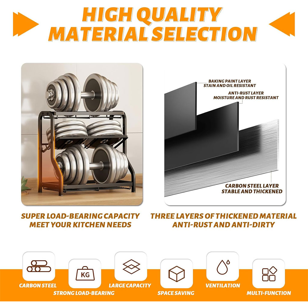 Étagère à épices 3 Niveaux avec Grande capacité - منظم التوابل في المطبخ