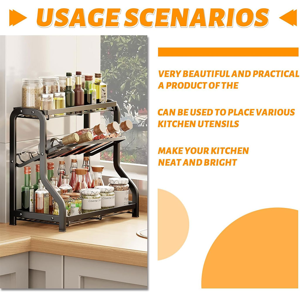 Étagère à épices 3 Niveaux avec Grande capacité - منظم التوابل في المطبخ