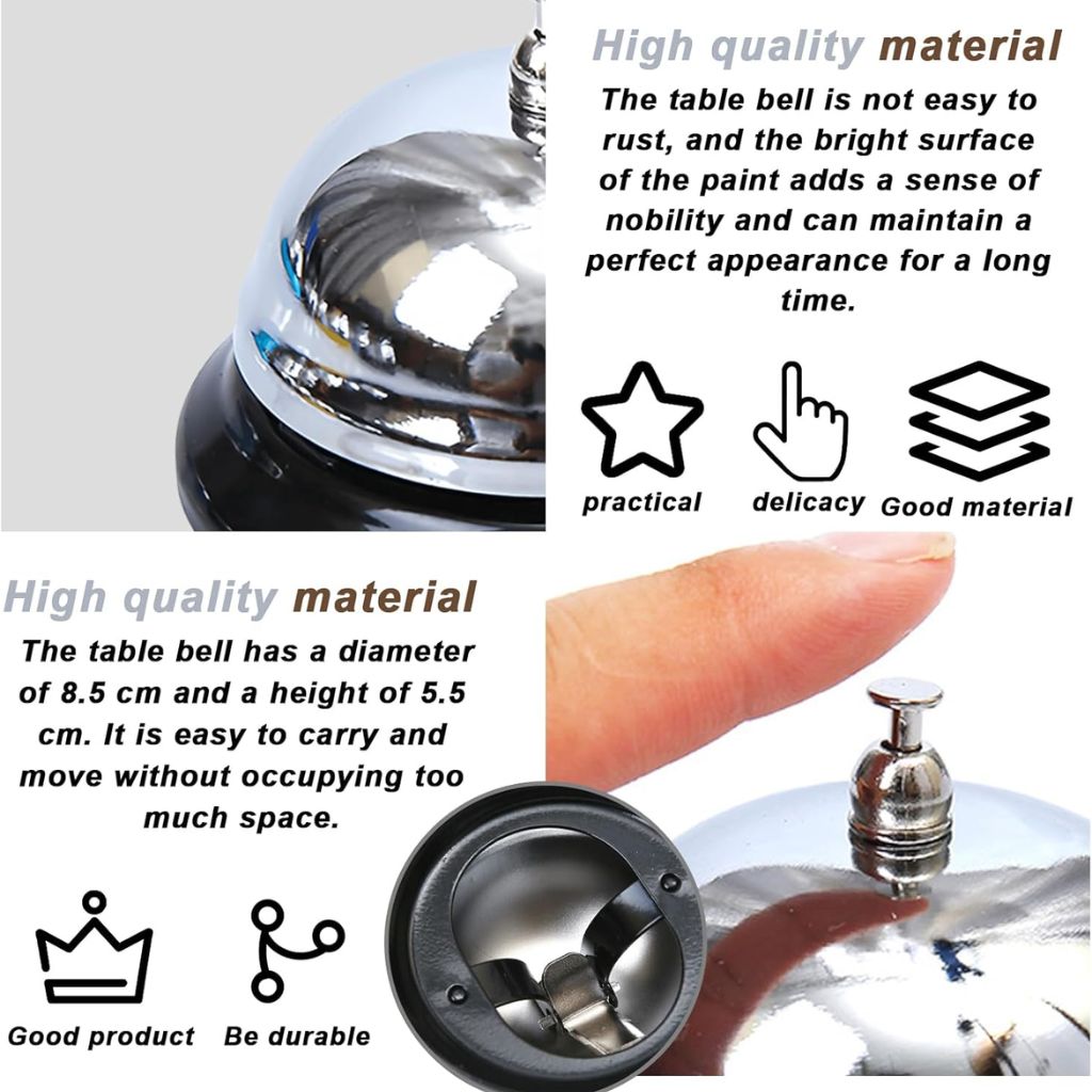 Mini rust-resistant metal desk call bell