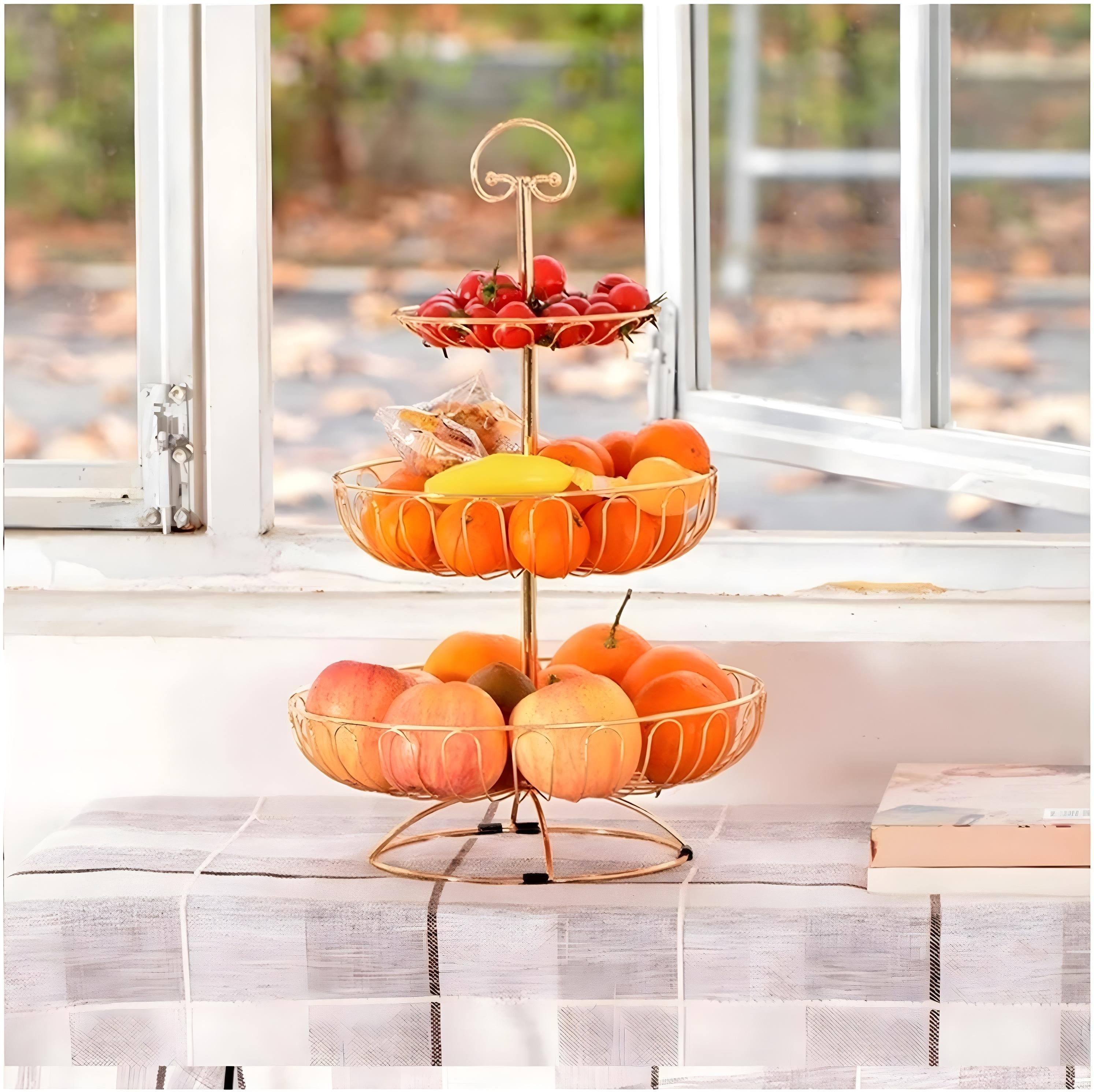 Panier à Fruits en Métal à 3 Niveaux – سلة فواكه معدنية بثلاث طبقات