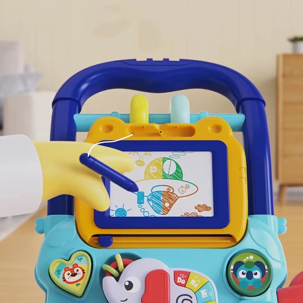 مشاية تعليمية 2 في 1 للأطفال مع لوحة رسم وموسيقى