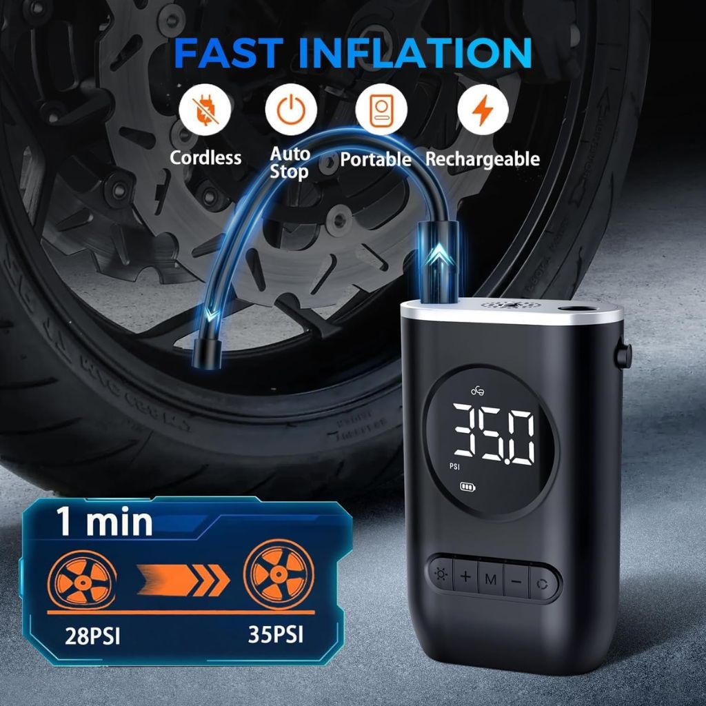 منفاخ هواء محمول 150 PSI مع إضاءة LED