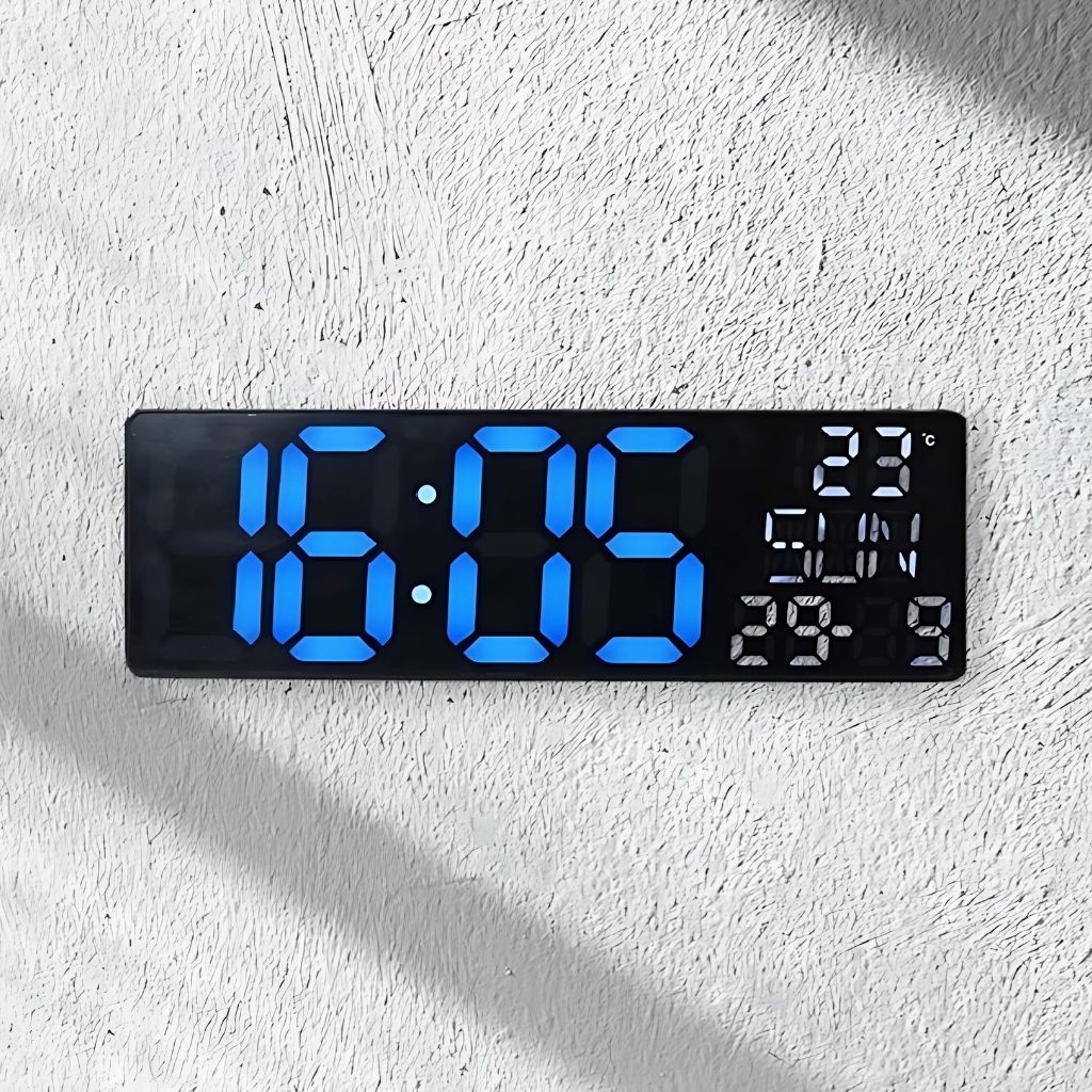 Digital wall and desk clock with bottom blue light