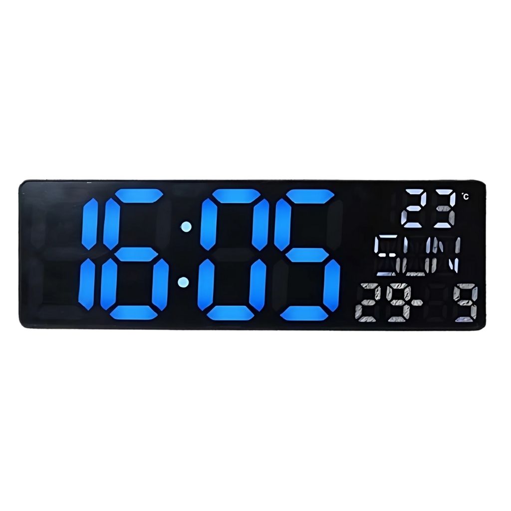 Digital wall and desk clock with bottom blue light