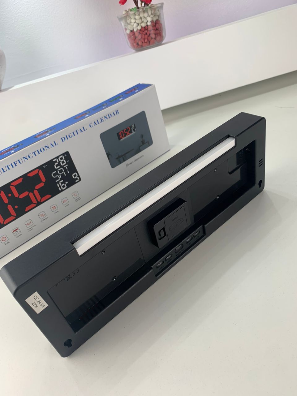 Digital wall and desk clock with bottom blue light