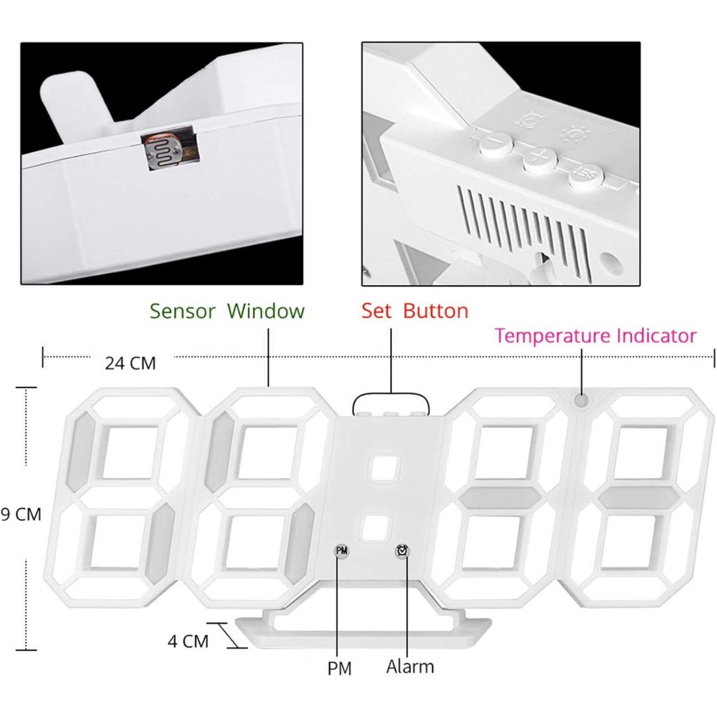 Horloge numérique 3D LED pour mur et bureau GH8018