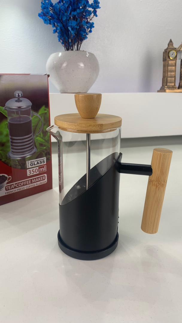 Cafetière à Piston YITIAN 350 ml avec Couvercle en Bambou