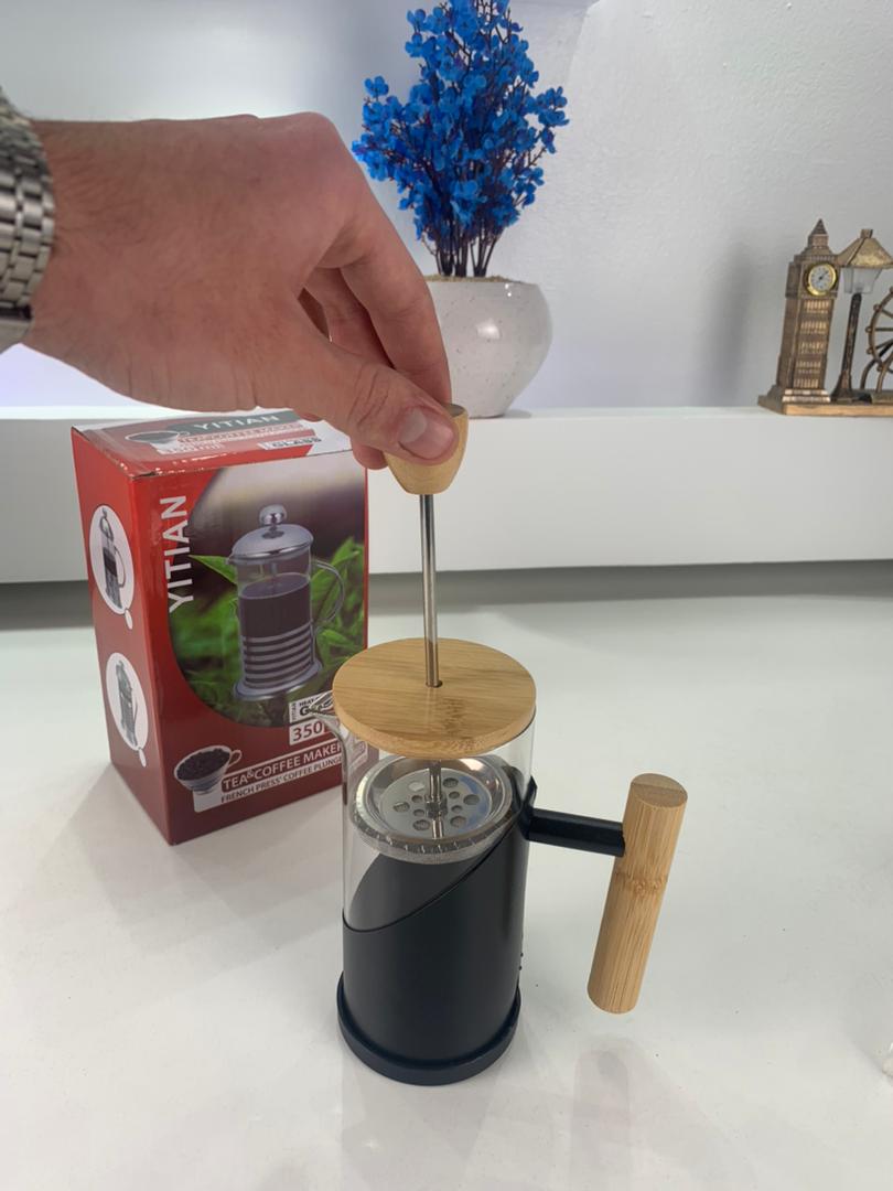 Cafetière à Piston YITIAN 350 ml avec Couvercle en Bambou