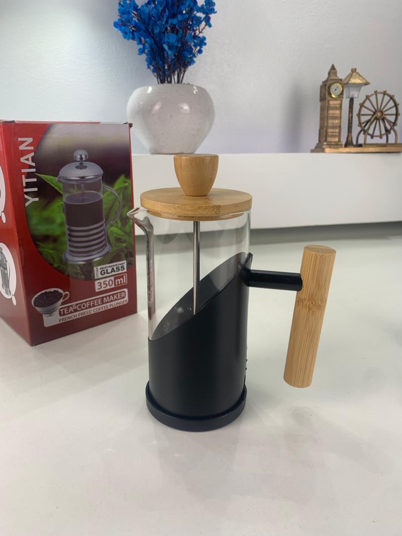 Cafetière à Piston YITIAN 350 ml avec Couvercle en Bambou