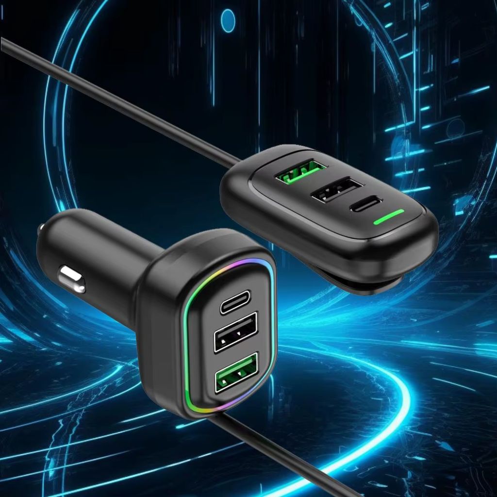Chargeur Voiture 6 Ports USB Type-C avec Éclairage RGB – شاحن سيارة