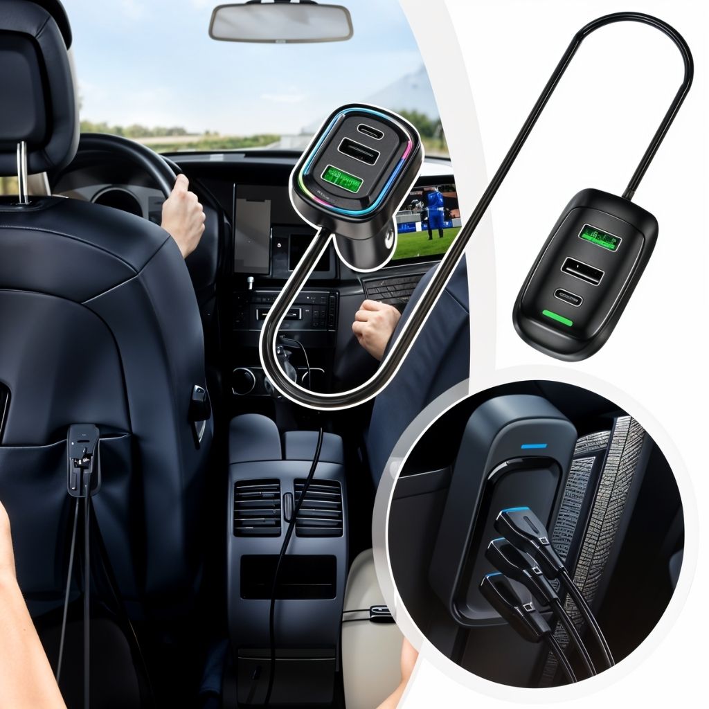 Chargeur Voiture 6 Ports USB Type-C avec Éclairage RGB – شاحن سيارة