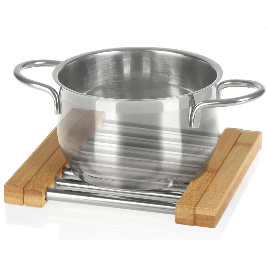Dessous de Plat Extensible en Bambou et Acier Inoxydable – قاعدة أواني قابلة للتمديد