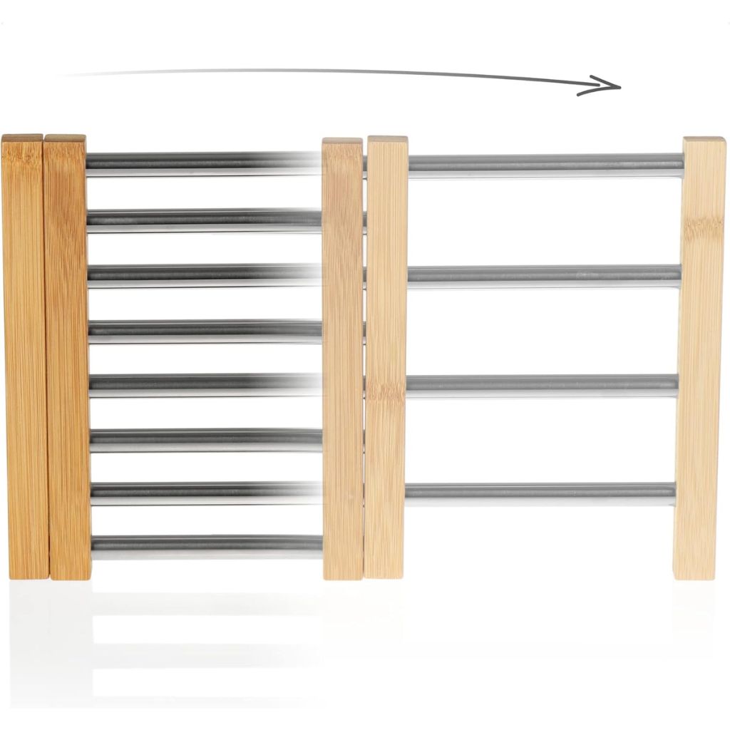 Dessous de Plat Extensible en Bambou et Acier Inoxydable – قاعدة أواني قابلة للتمديد