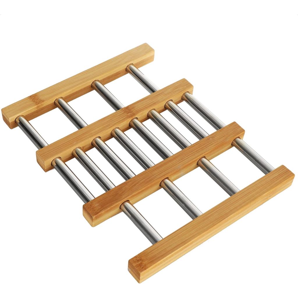 Dessous de Plat Extensible en Bambou et Acier Inoxydable – قاعدة أواني قابلة للتمديد