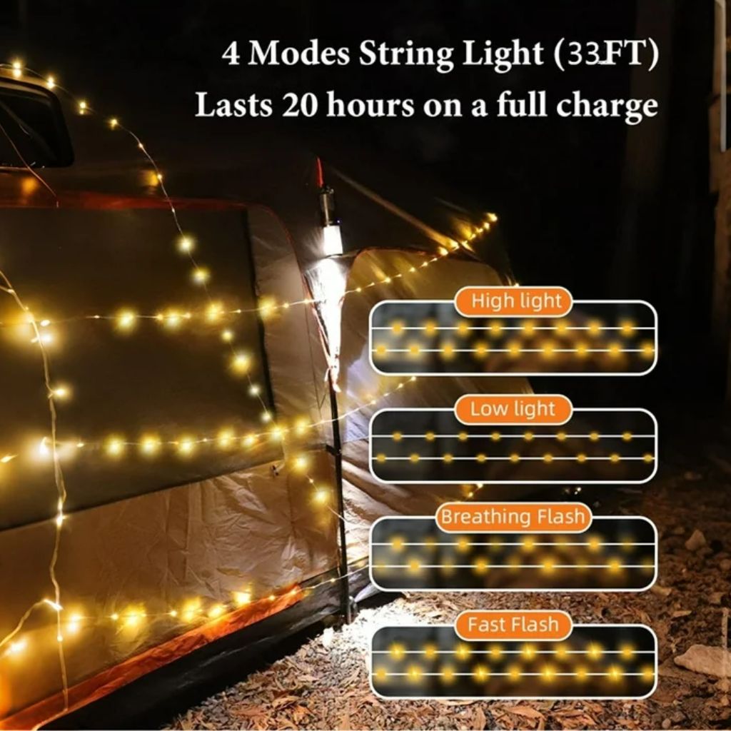 سلسلة أضواء LED قابلة لإعادة الشحن 4 في 1 مقاومة للماء IPX4