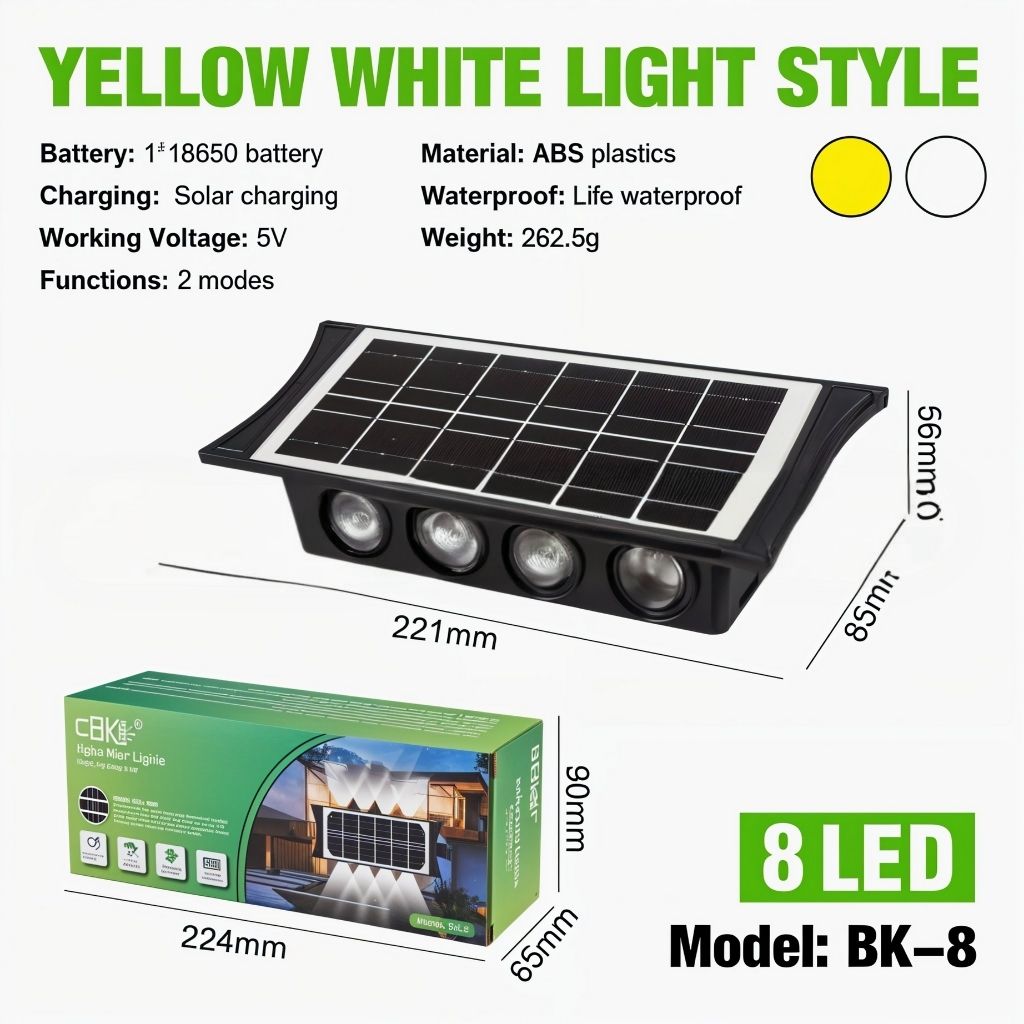 Projecteur solaire extérieur étanche IP65 pour jardin et terrasse