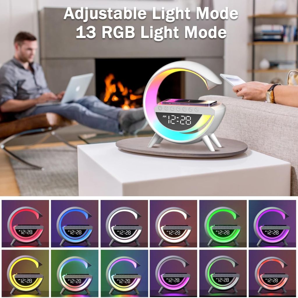 Lampe d'Ambiance LED avec Chargeur Sans Fil et Enceinte Bluetooth - مصباح مع شاحن لاسلكي ومكبر صوت بلوتوث