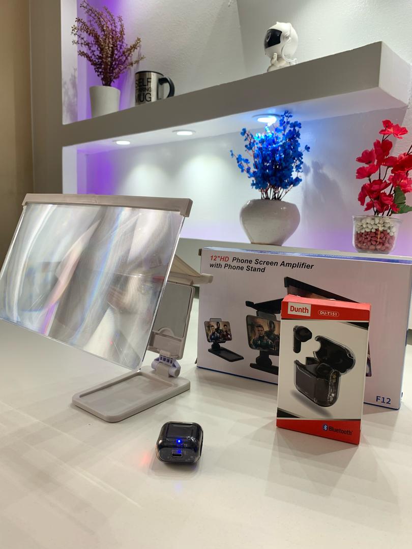 Écouteurs sans fil bluetooth DUNTH DU-T151 + Amplificateur d’écran 3D 12 pouces
