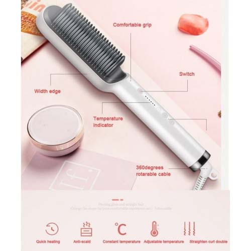 HQT-909B Ceramic Heated Hair Brush, 6 Heat Levels