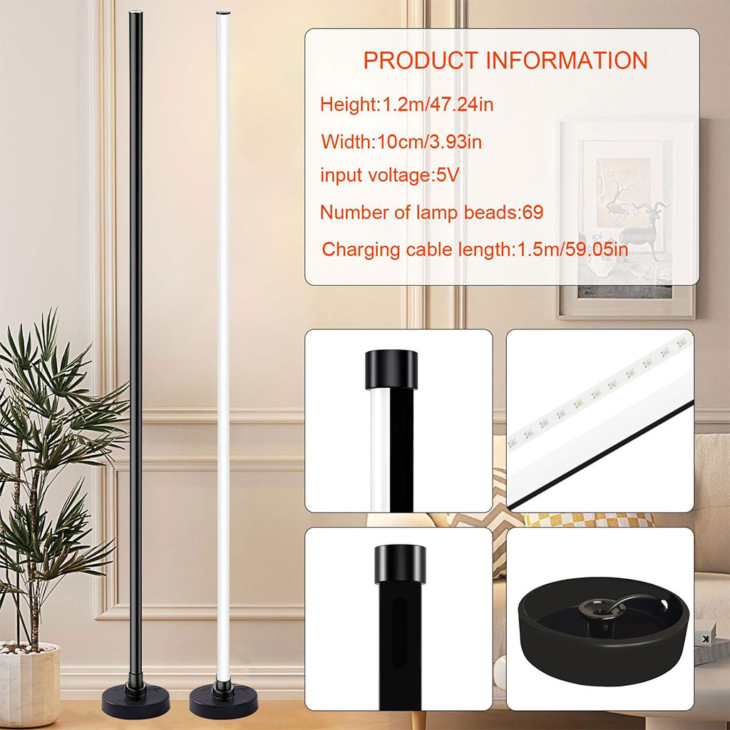 Dimmable RGB LED Corner Floor Lamp
