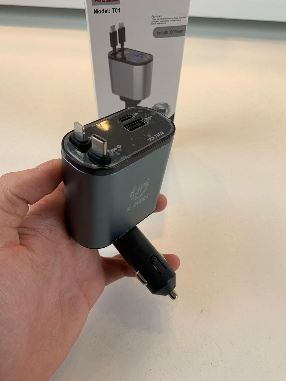 4-in-1 Retractable Car Charger 120W