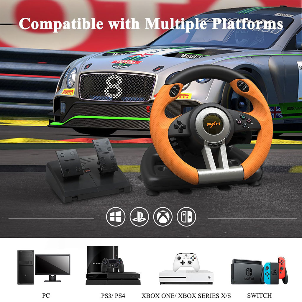 PXN V3 Pro 180° Racing Wheel with Pedals and Vibration Feedback