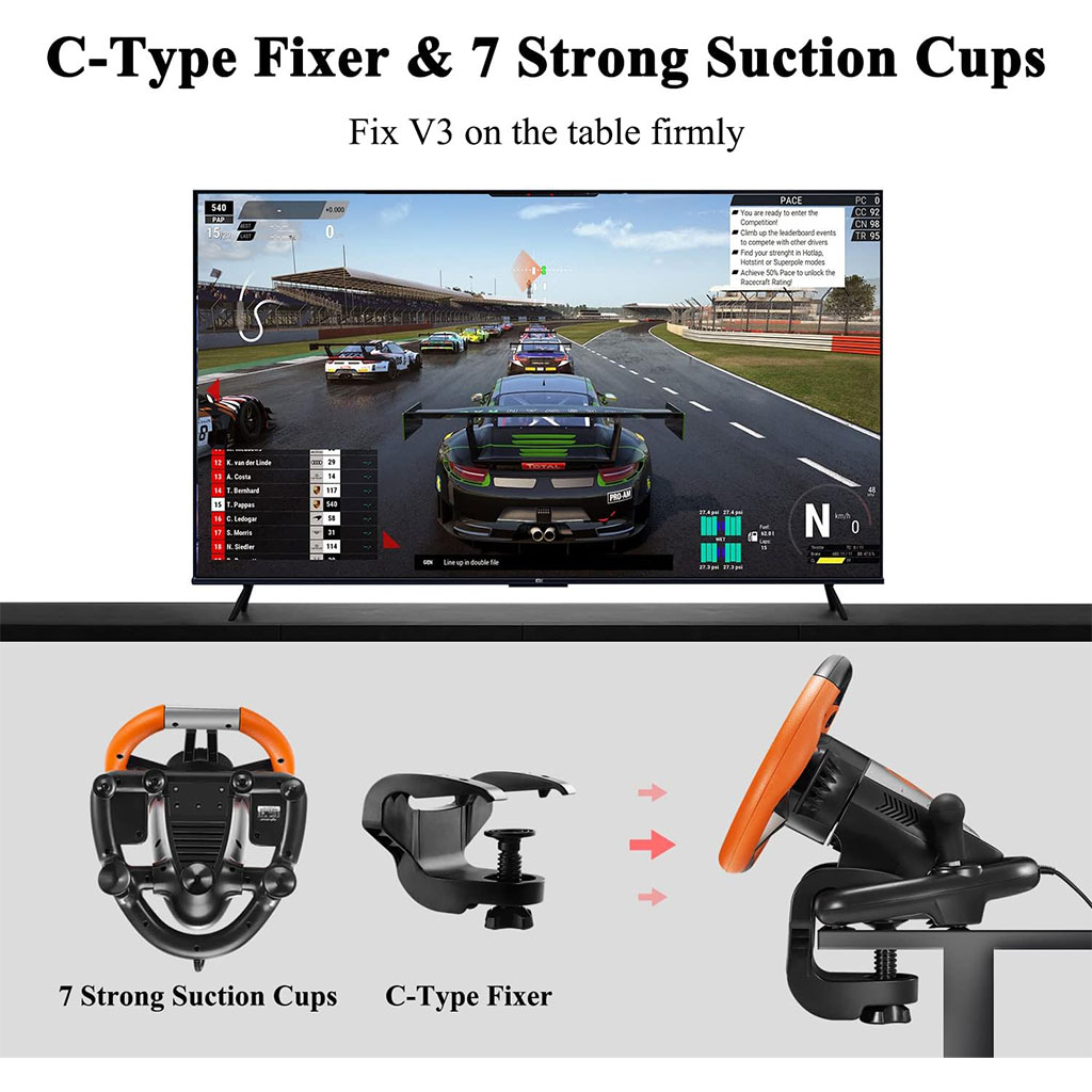 PXN V3 Pro 180° Racing Wheel with Pedals and Vibration Feedback
