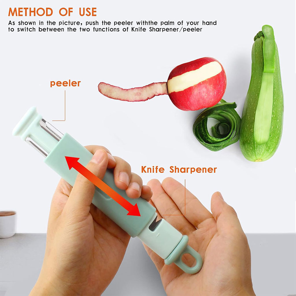 Éplucheur à légumes 3 en 1 avec Aiguiseur Couteaux – أداة تقشير الخضر مع مسن سكاكين
