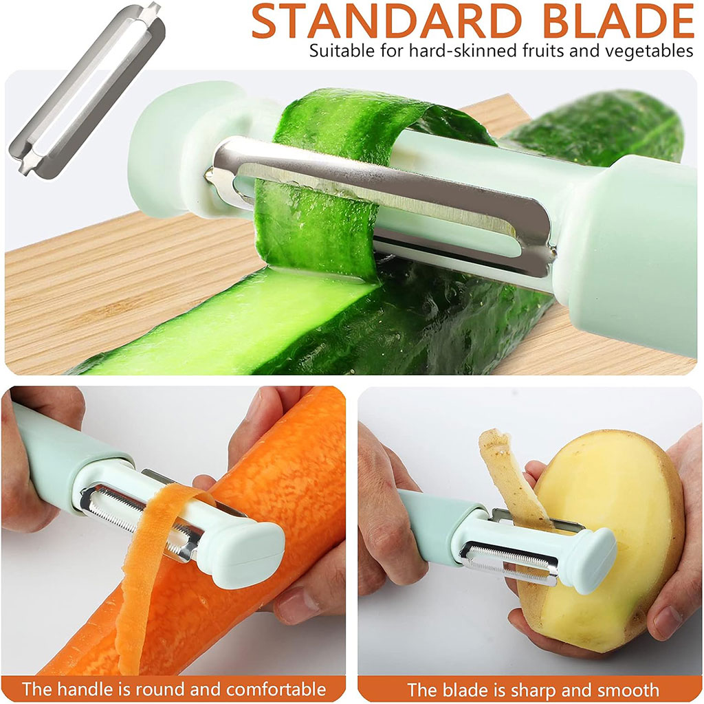 Éplucheur à légumes 3 en 1 avec Aiguiseur Couteaux – أداة تقشير الخضر مع مسن سكاكين
