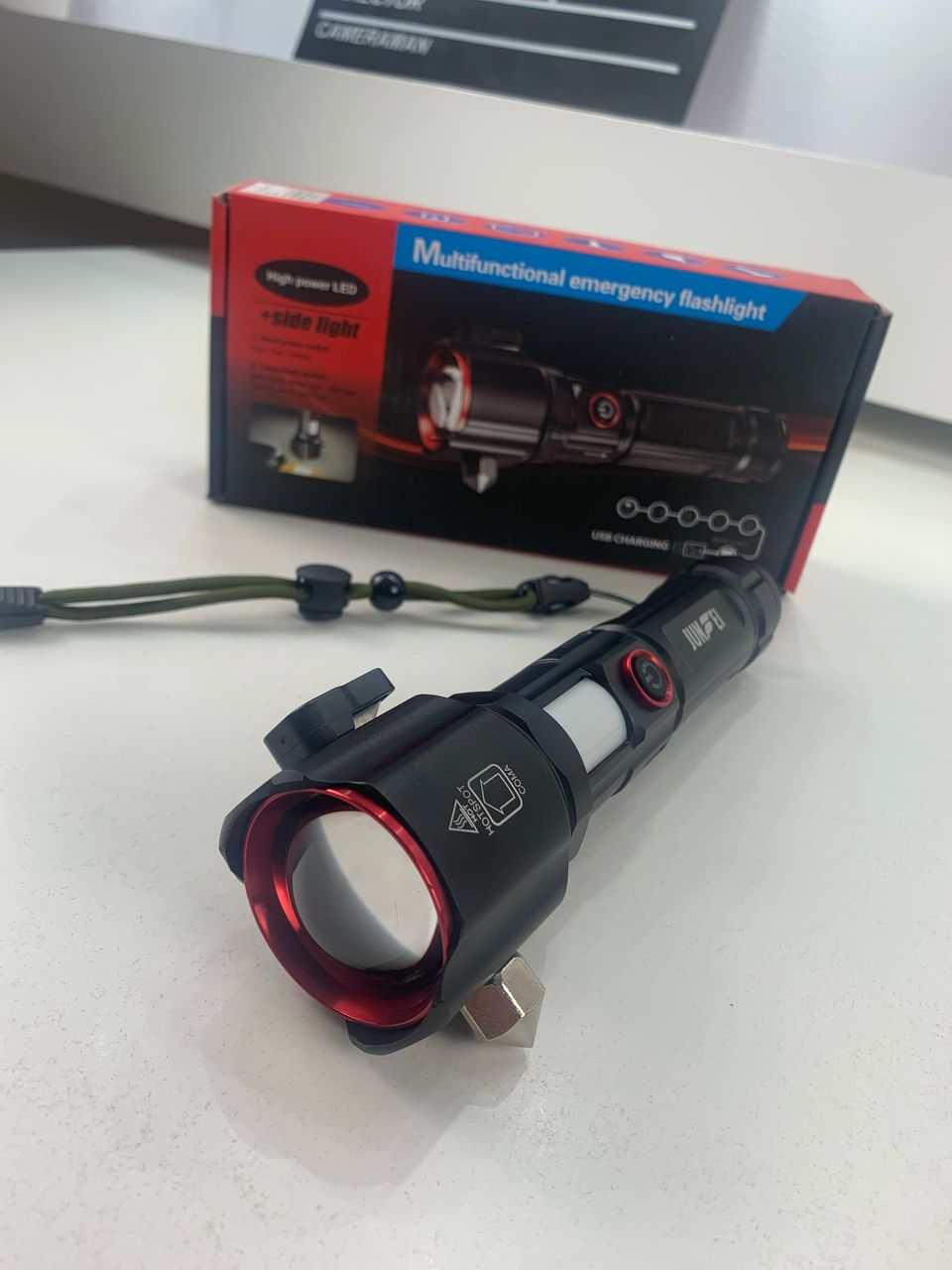 مصباح يدوي LED متعدد الوظائف قابل للشحن USB مع باور بانك