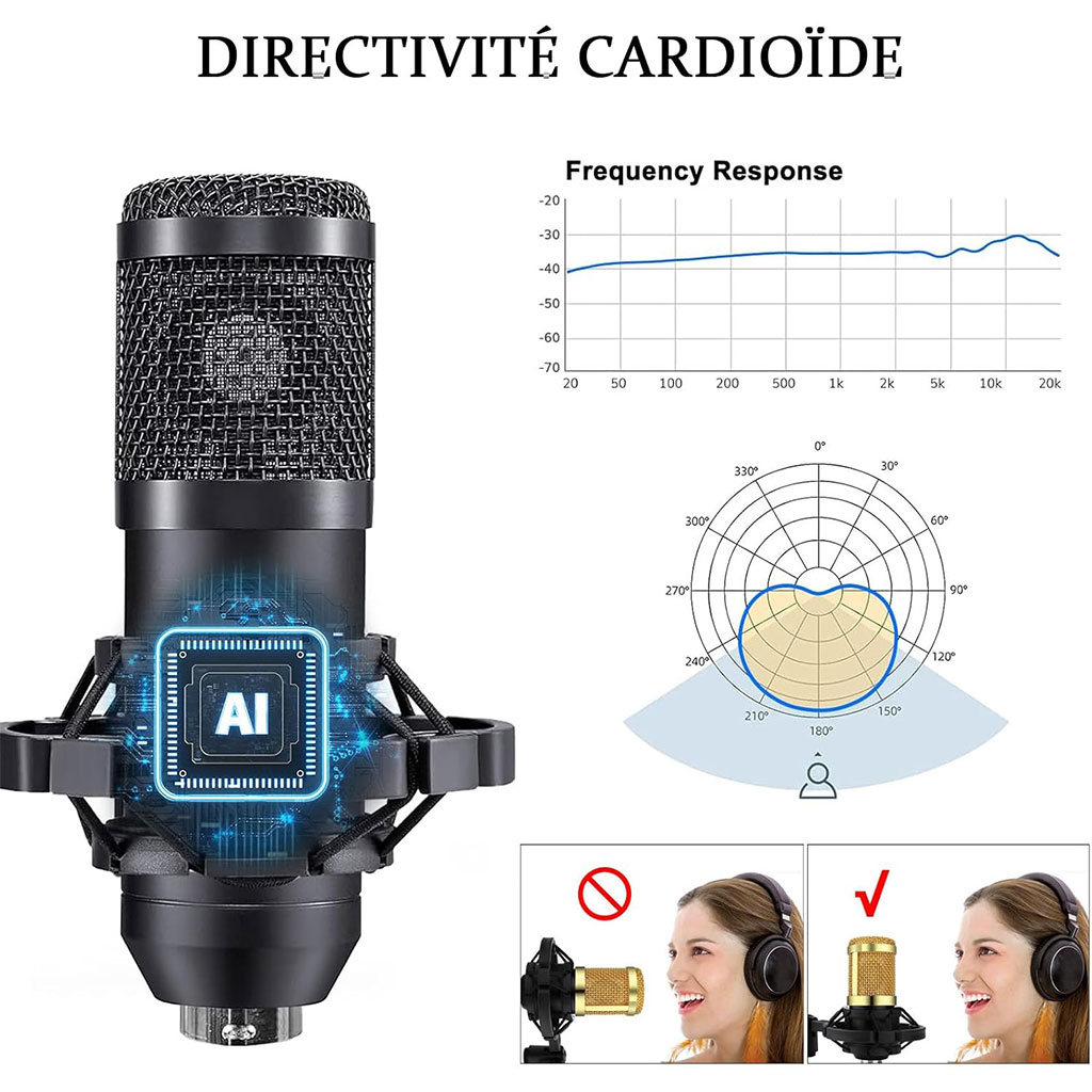 Pack Microphone MC-88 avec Carte Son en Direct – ميكروفون تسجيل إحترافي
