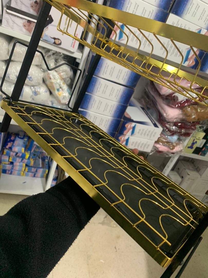 2-Tier Gold Dish Drying Rack for Kitchen