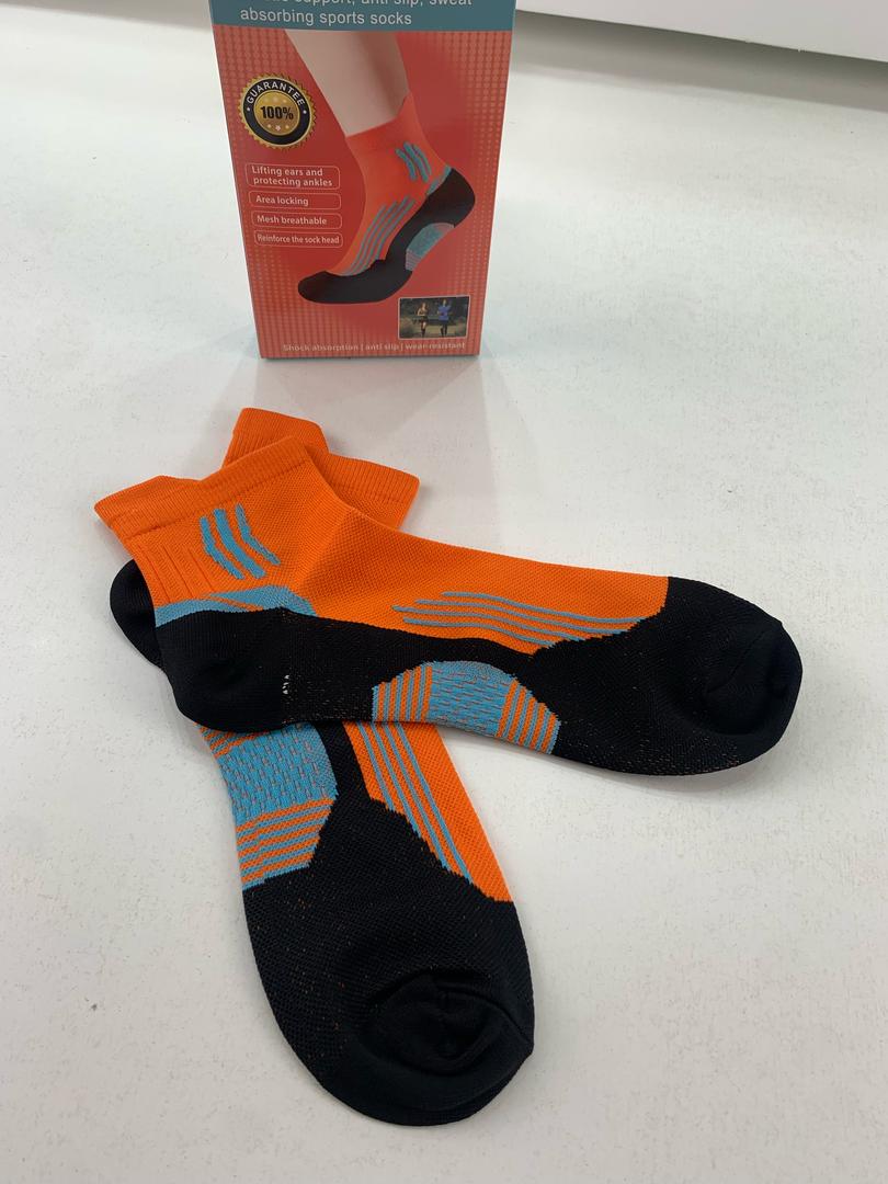 Orange non-slip ankle sports socks