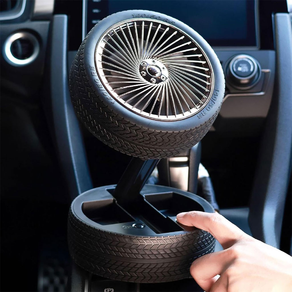 Portable foldable wheel-shaped fan, 3 speeds, silent