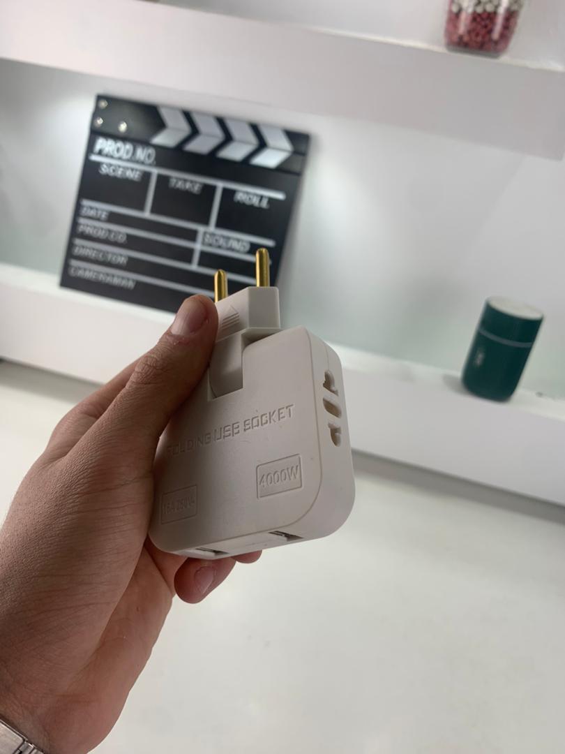 عبوة 2 مقبس حائط مسطح خلف الأثاث مع منفذ USB
