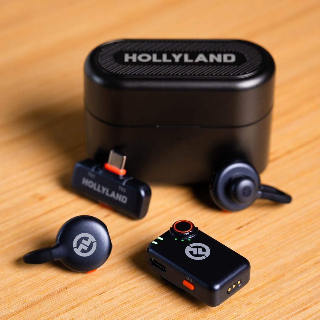 Microphone cravate sans fil Hollyland Lark M2S Combo (récepteur caméra + récepteur USB-C + câble Lightning)