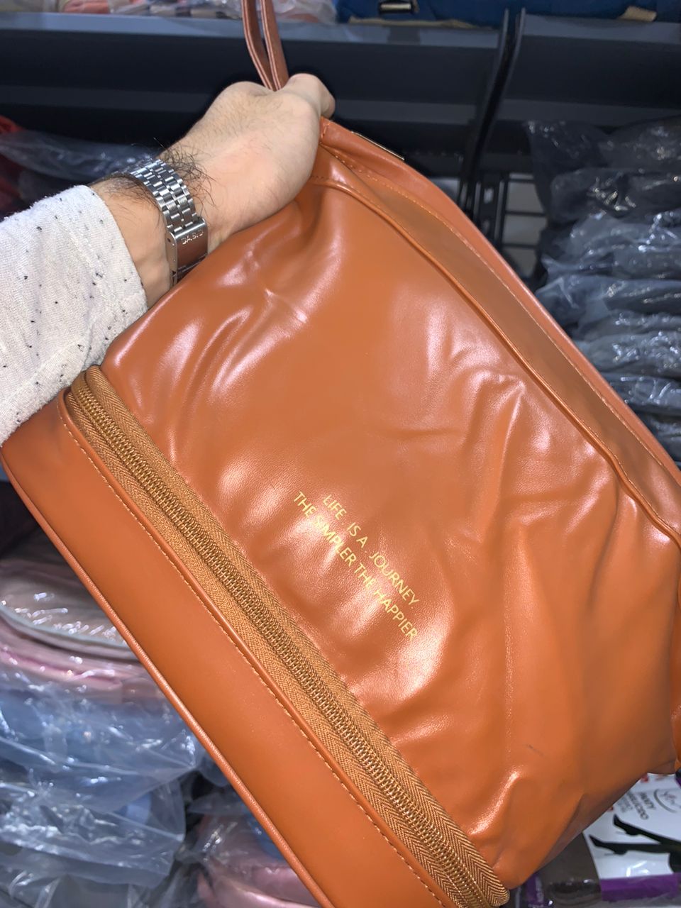 Double-layer waterproof makeup and brush bag