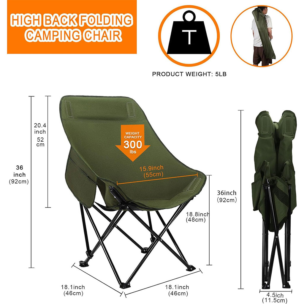 Chaise de Camping Pliante Portable à Haut Dossier – كرسي إسترخاء قابل للطي